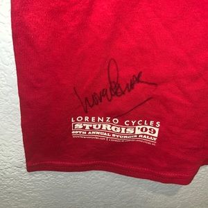 Men's Large Lorenzo Lamas Signed Autographed 2009 Red Sturgis Motorcycle T-Shirt
